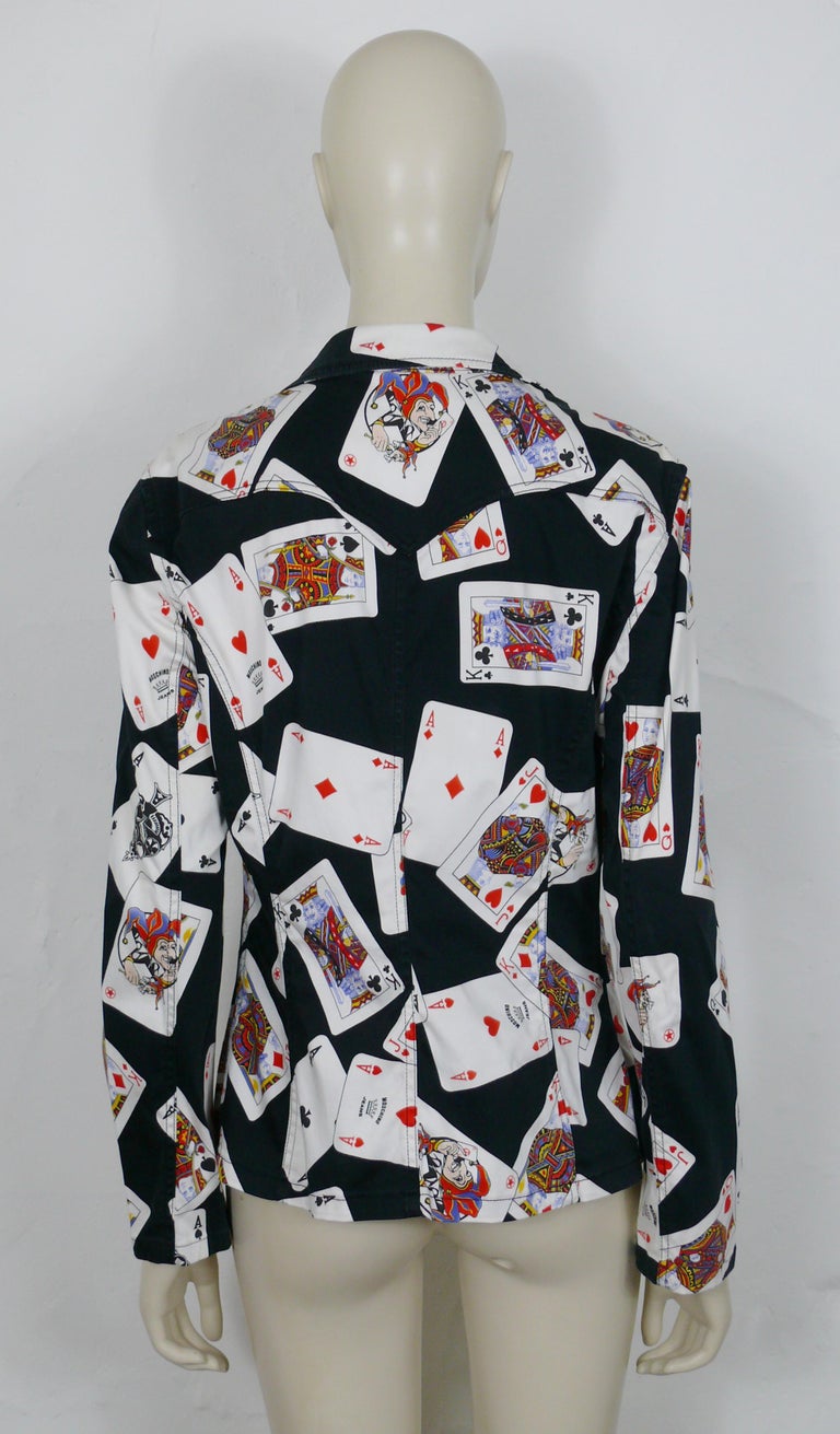 Moschino Jeans Vintage Playing Card Print Supple Blazer US