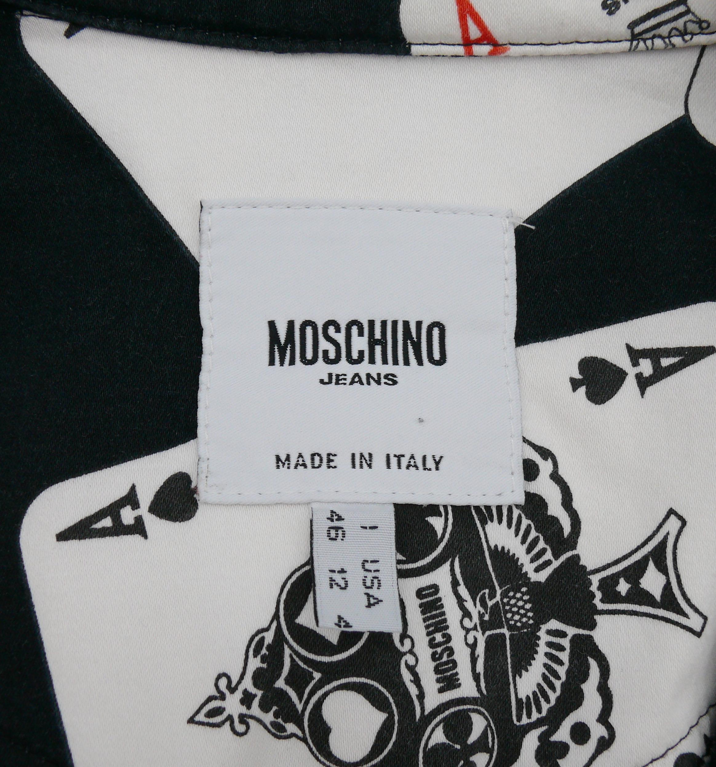 Moschino Jeans Vintage Playing Card Print Supple Blazer US Size 12 In Good Condition For Sale In Nice, FR