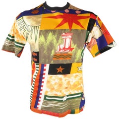 Moschino Jeans Vintage Size XL Mixed Media Collage Print Cotton T-shirt - Spring