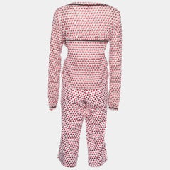 Moschino Jeans White Apple Printed Mesh Top, Cami & Cotton Capri Pants Set L