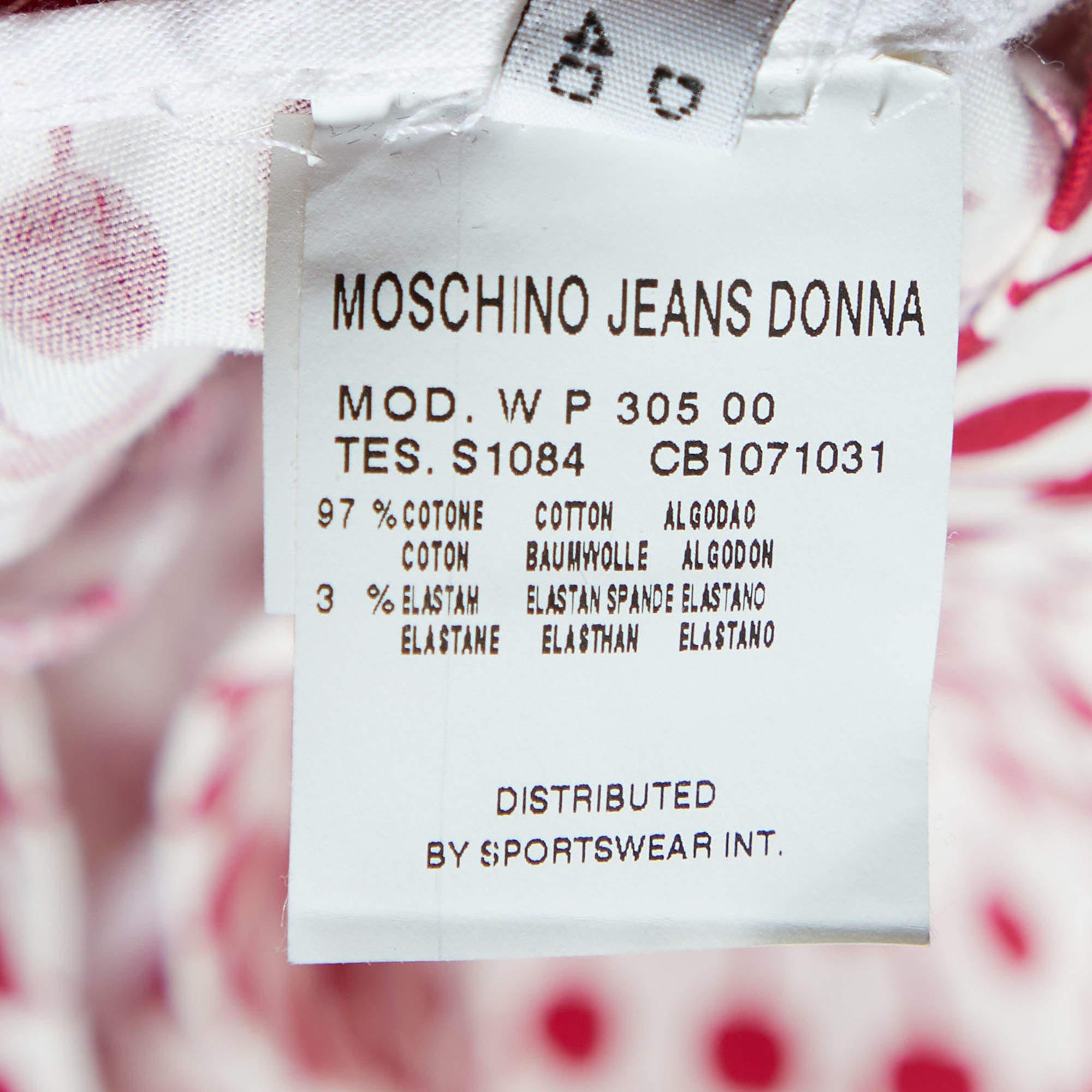 Moschino Jeans White Apple Printed Mesh Top, Cami & Cotton Capri Pants Set L For Sale 1