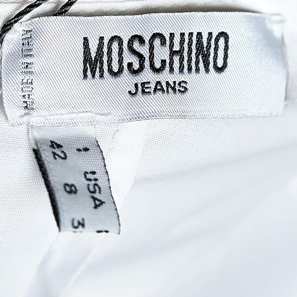 Women's Moschino Jeans White Cotton Halter Neck Collared Mini Dress M