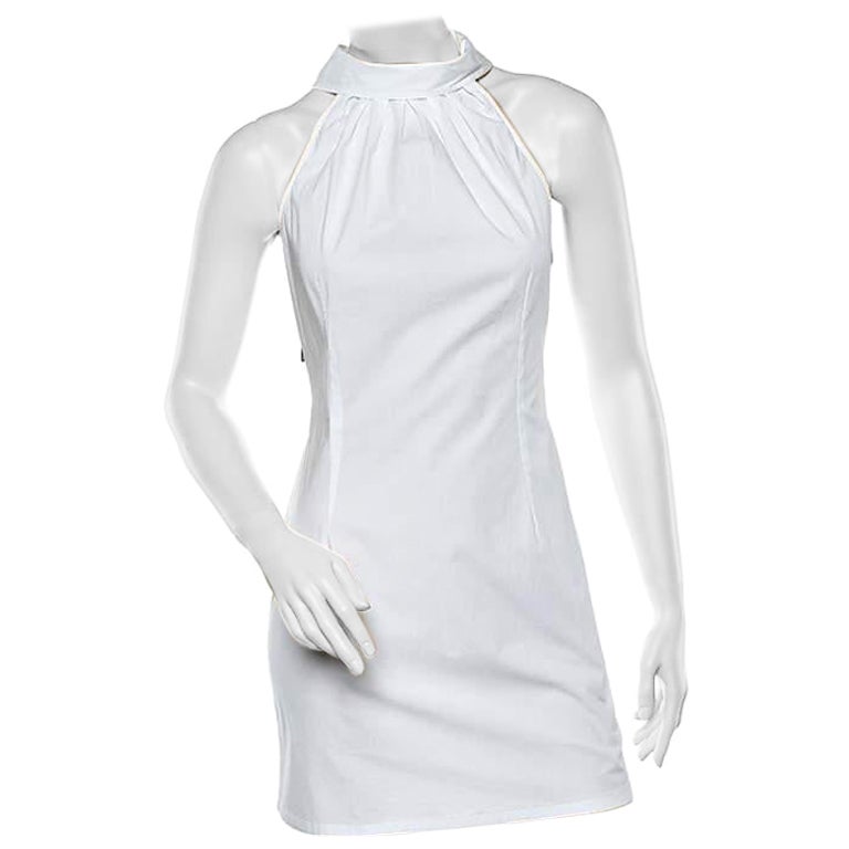 Moschino Jeans White Cotton Halter Neck Collared Mini Dress M