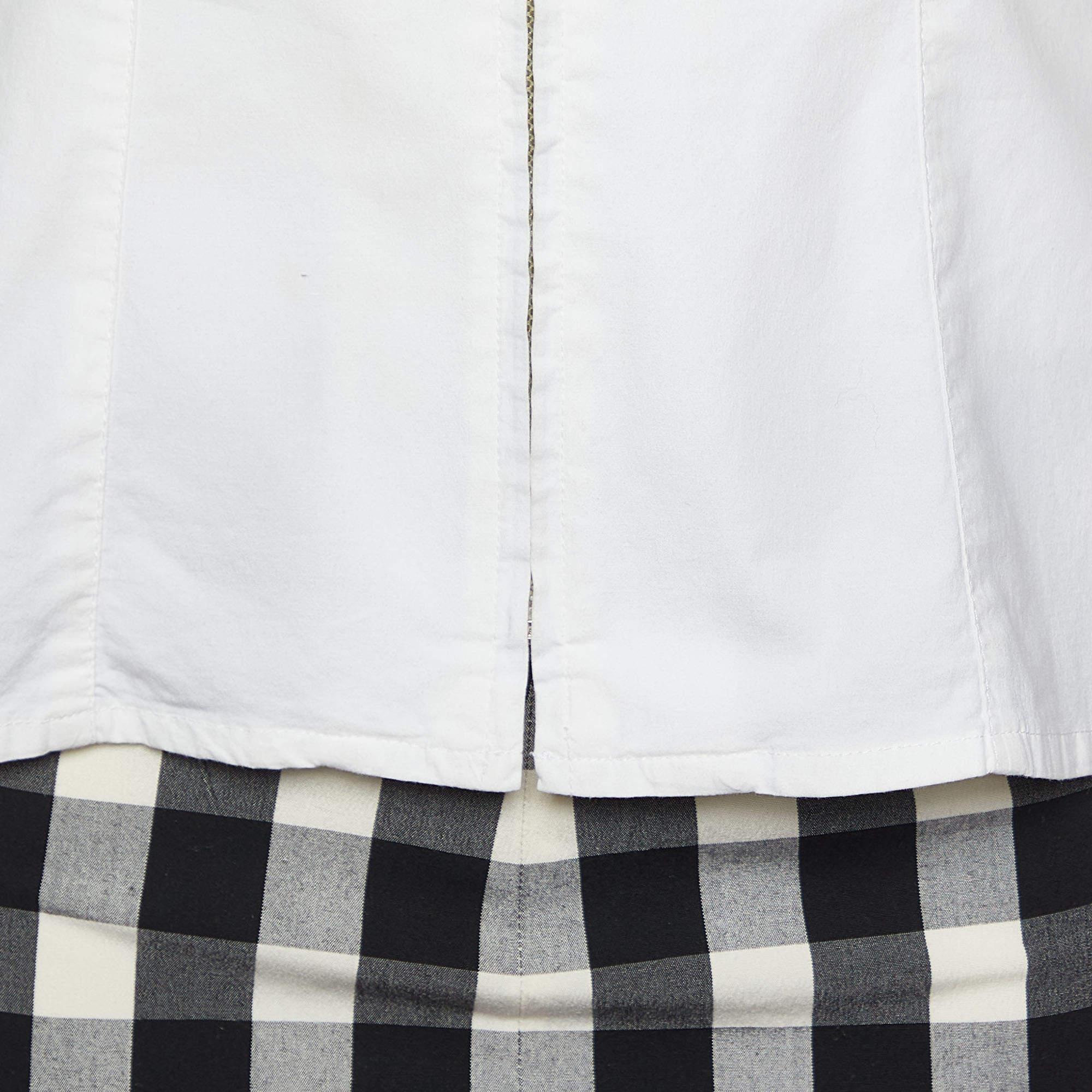 Moschino Jeans Set top e gonna a quadri in cotone bianco M. In condizioni buone in vendita a Dubai, Al Qouz 2