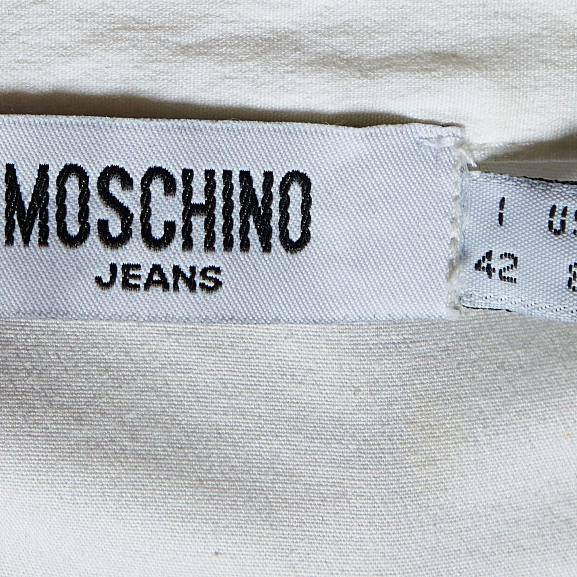 Donna Moschino Jeans Set top e gonna a quadri in cotone bianco M. in vendita