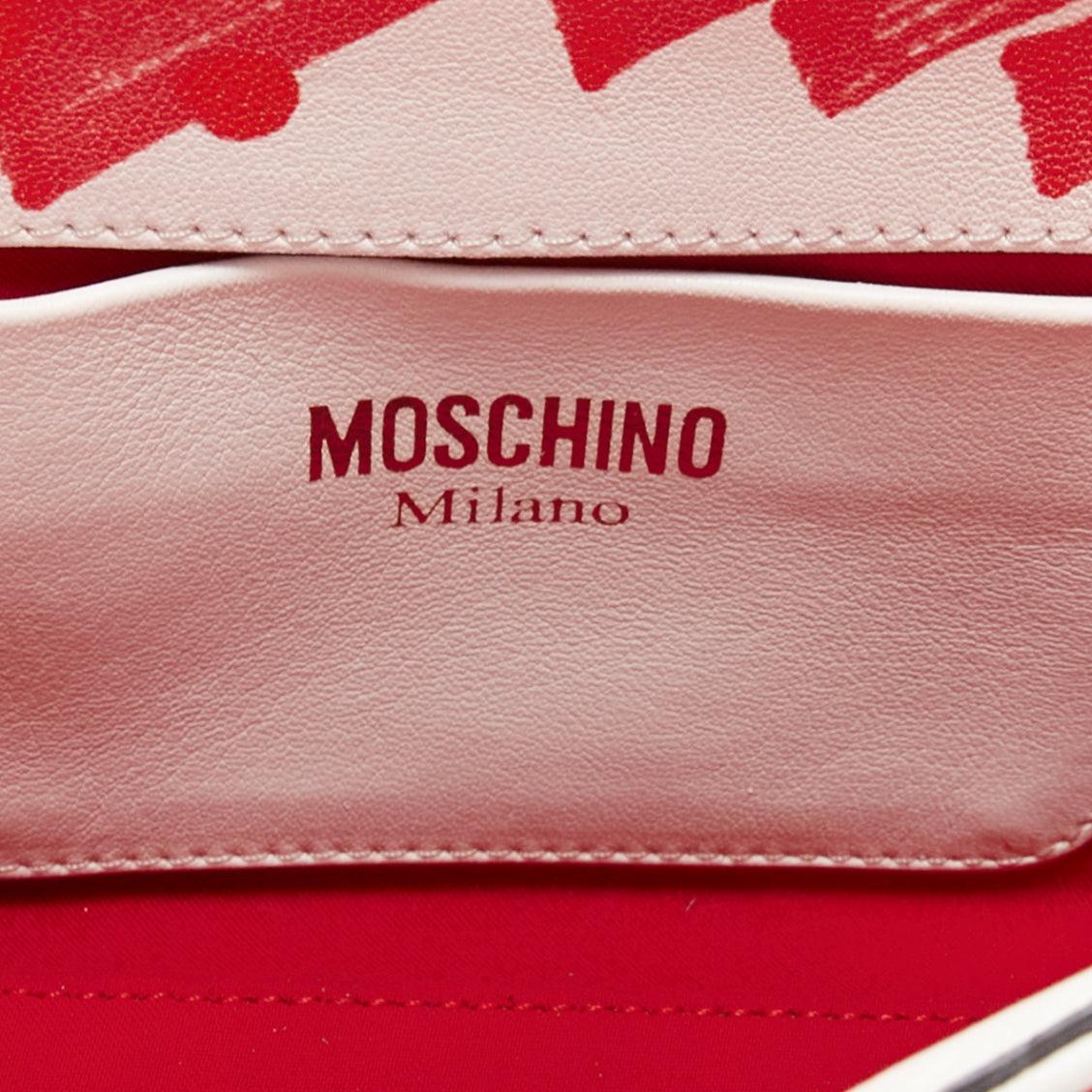 MOSCHINO Jeremy Scott 2019 Runway red white scribble marker crossbody bag For Sale 6