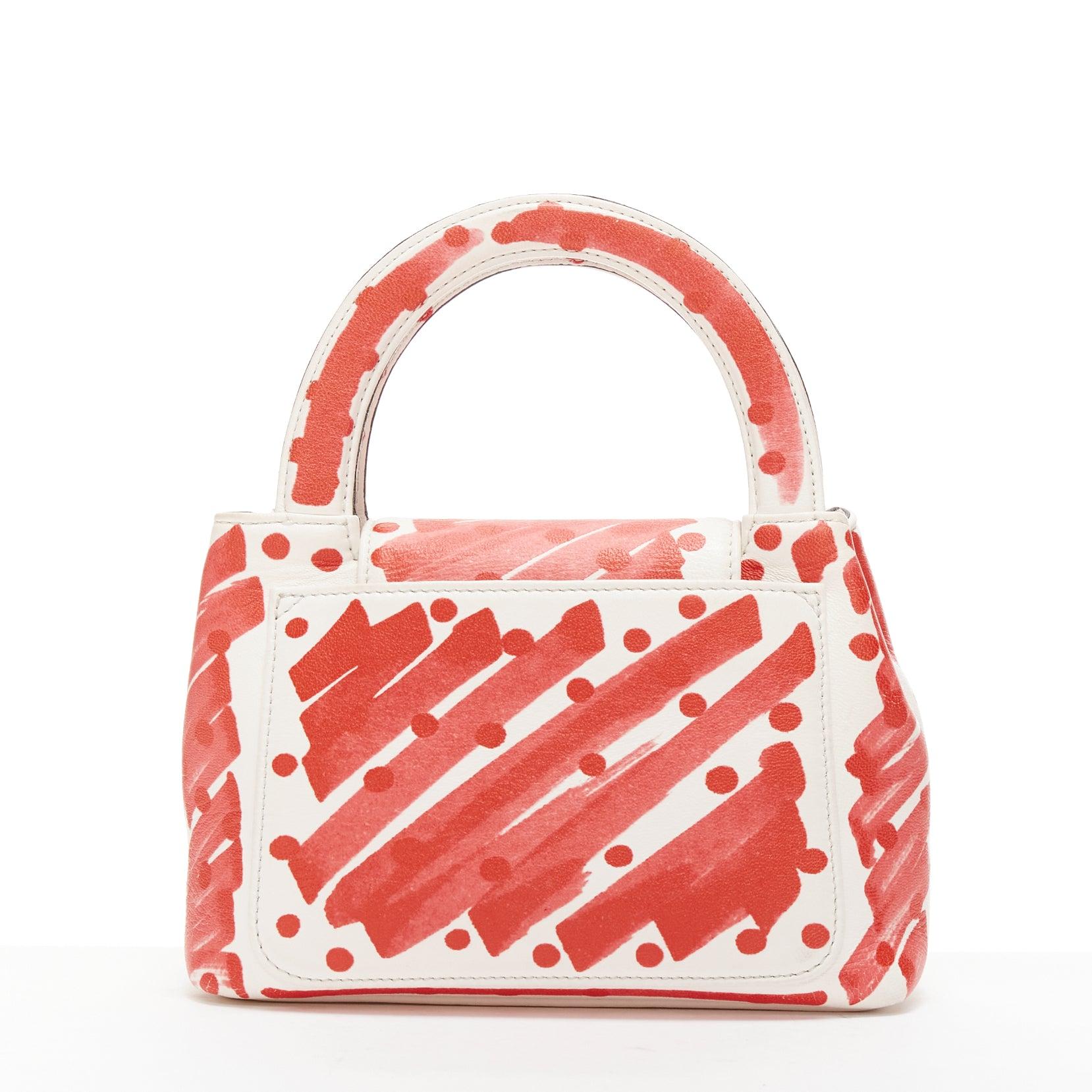 MOSCHINO Jeremy Scott 2019 Runway red white scribble marker crossbody bag For Sale 1