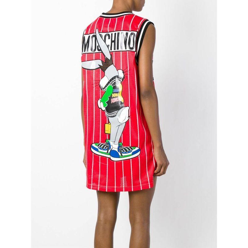 Moschino Jeremy Scott Bugs Bunny Tank Top Jersey Mini Dress Looney Tunes Medium In New Condition For Sale In Palm Springs, CA