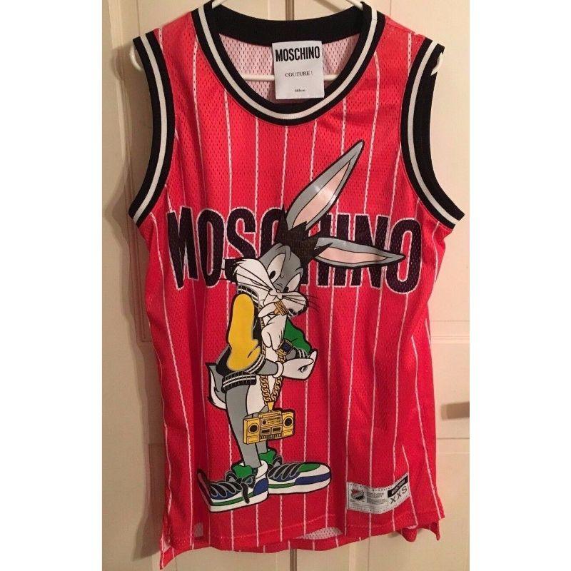 Women's Moschino Jeremy Scott Bugs Bunny Tank Top Jersey Mini Dress Looney Tunes Medium For Sale