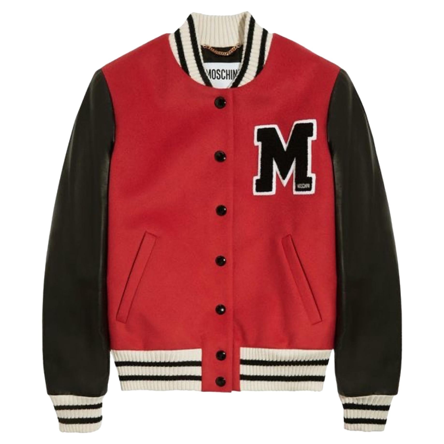 Moschino Jeremy Scott Couture Leather Varsity Jacket (Medium) For Sale ...