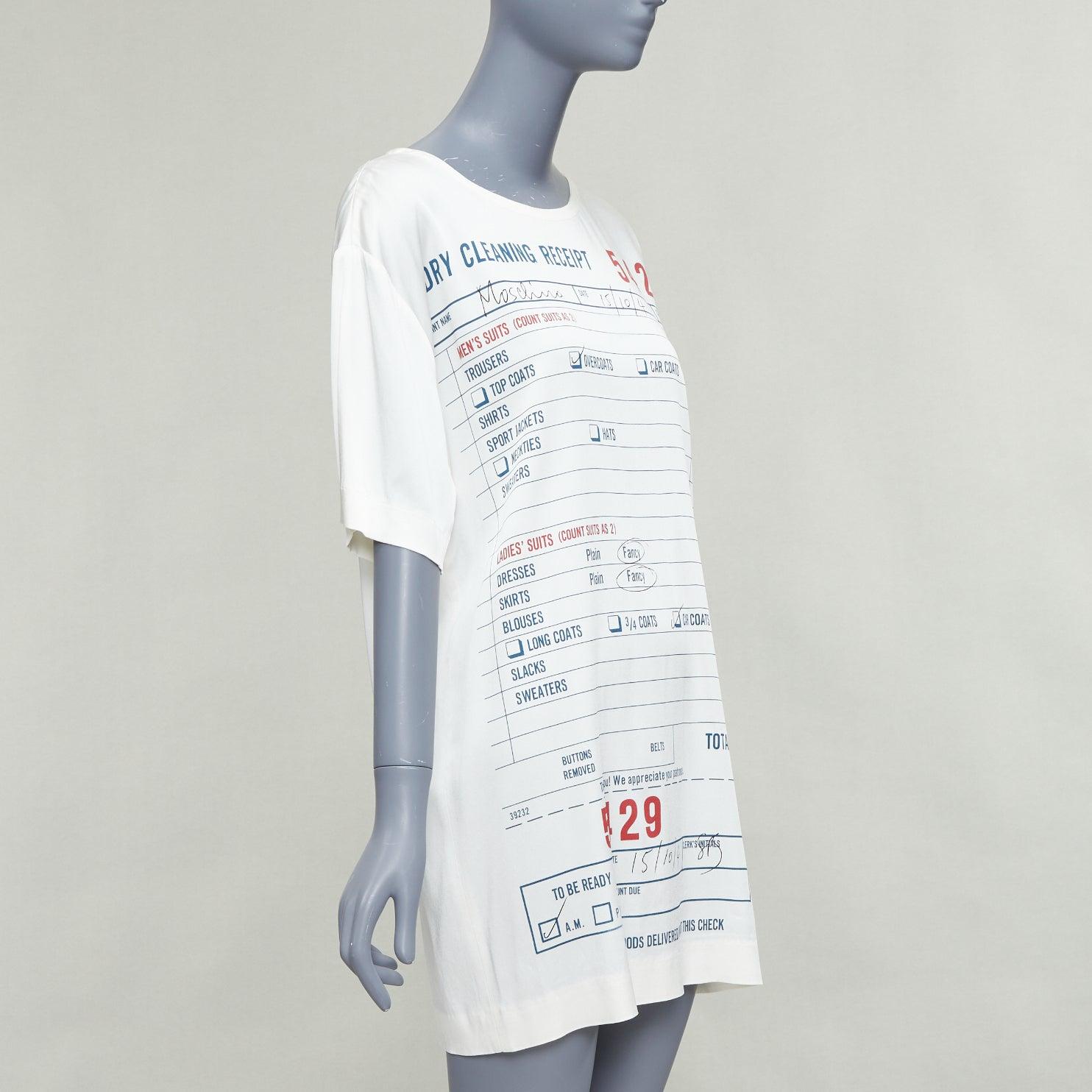 MOSCHINO Jeremy Scott Vestido camisero en mezcla de rayón con estampado de recibo de limpieza en seco IT38 Gris en venta