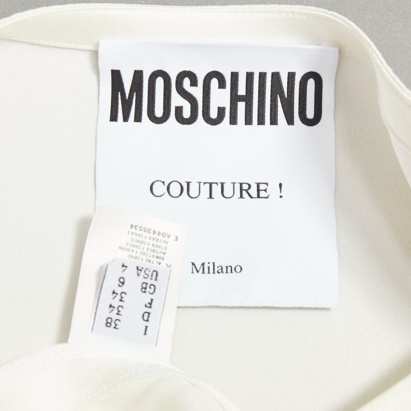 MOSCHINO Jeremy Scott Vestido camisero en mezcla de rayón con estampado de recibo de limpieza en seco IT38 en venta 3
