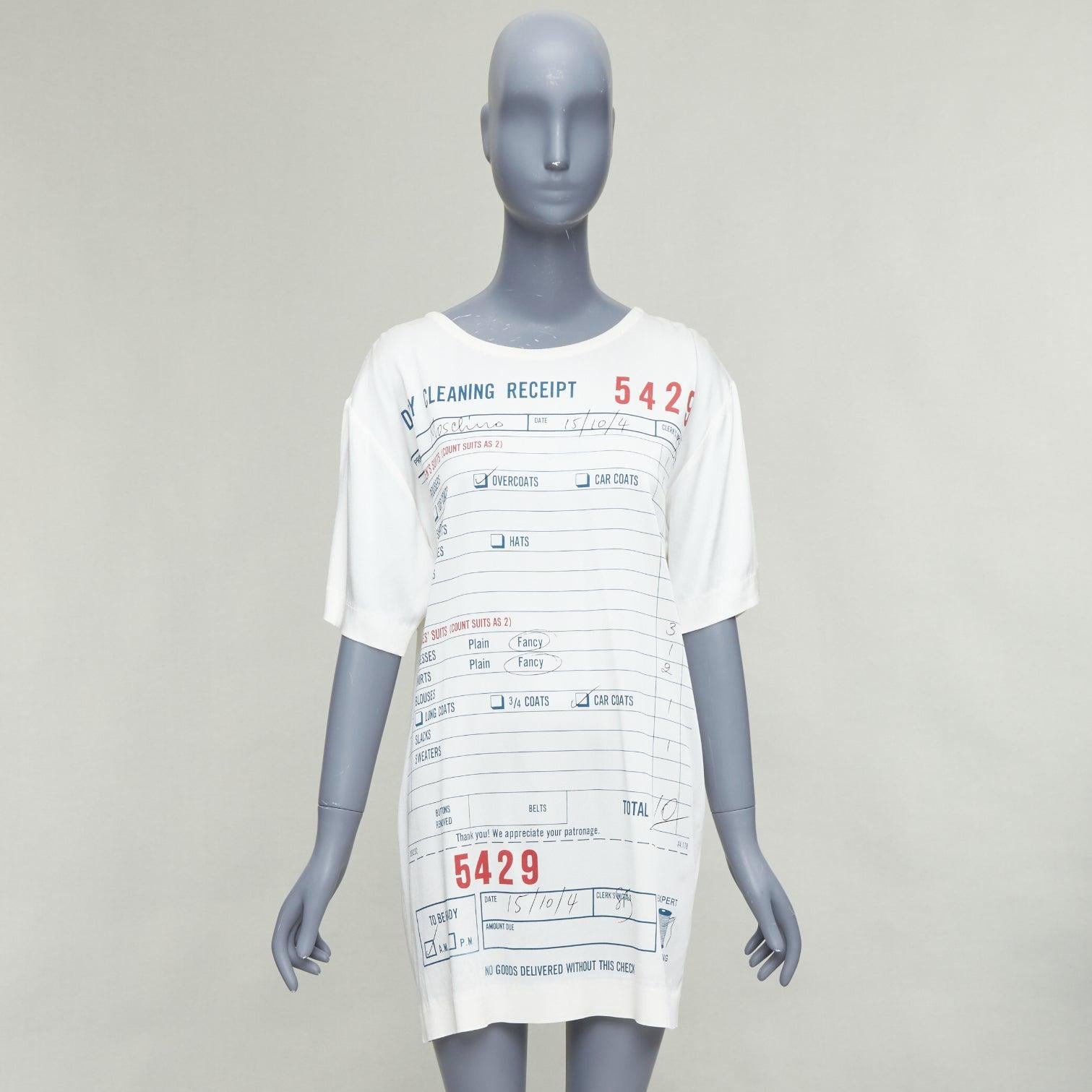 MOSCHINO Jeremy Scott Vestido camisero en mezcla de rayón con estampado de recibo de limpieza en seco IT38 en venta 4