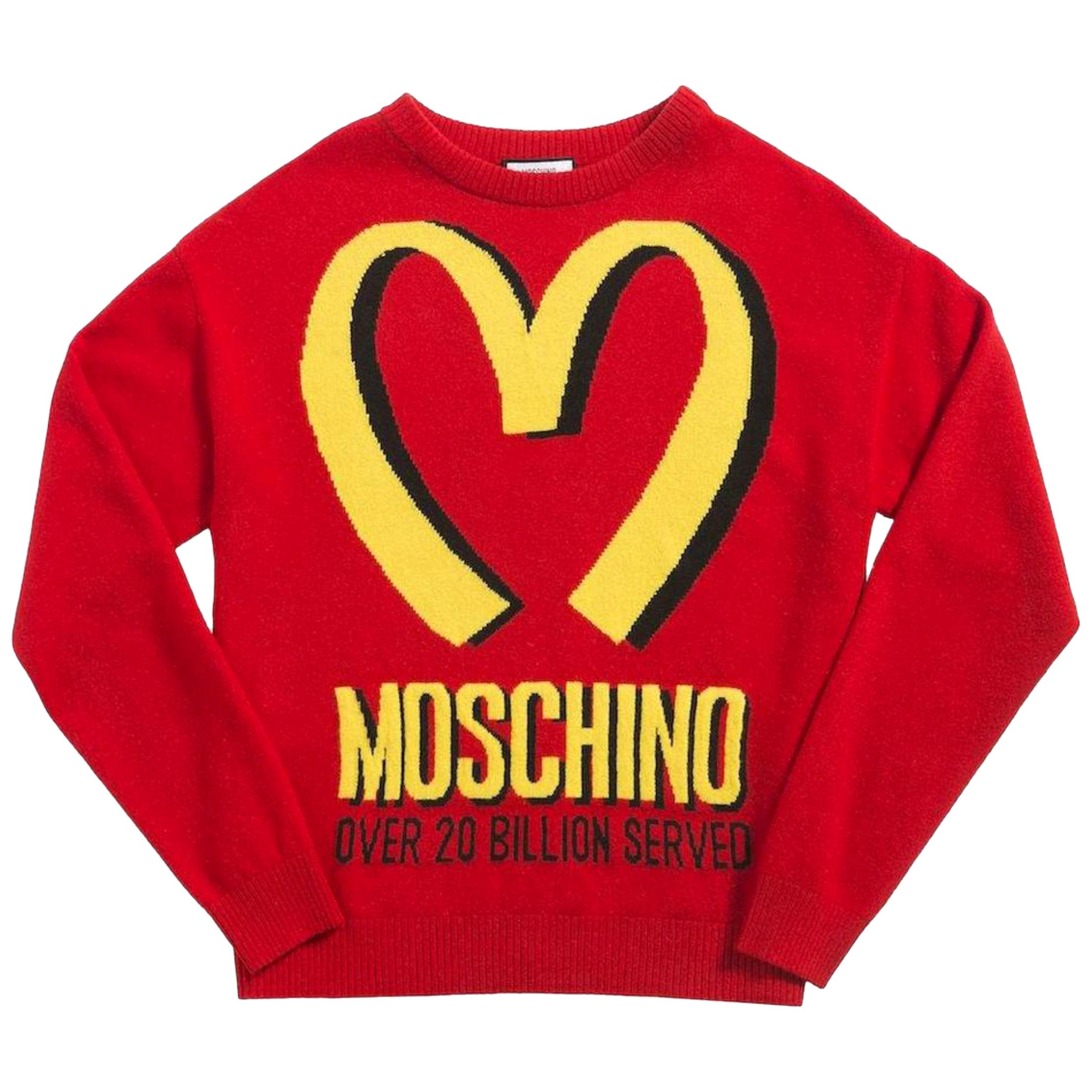 Moschino Jeremy Scott Golden Arches 20 Billion Served 1mj0120 Red Sweater For Sale