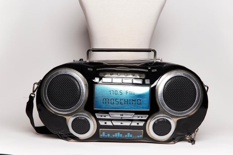 Moschino Jeremy Scott Laminated Calf Leather Patent Boombox Oversized Bag For Sale 3