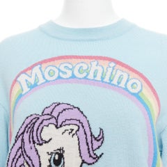 MOSCHINO Jeremy Scott My Little Pony blue logo rainbow sweater S