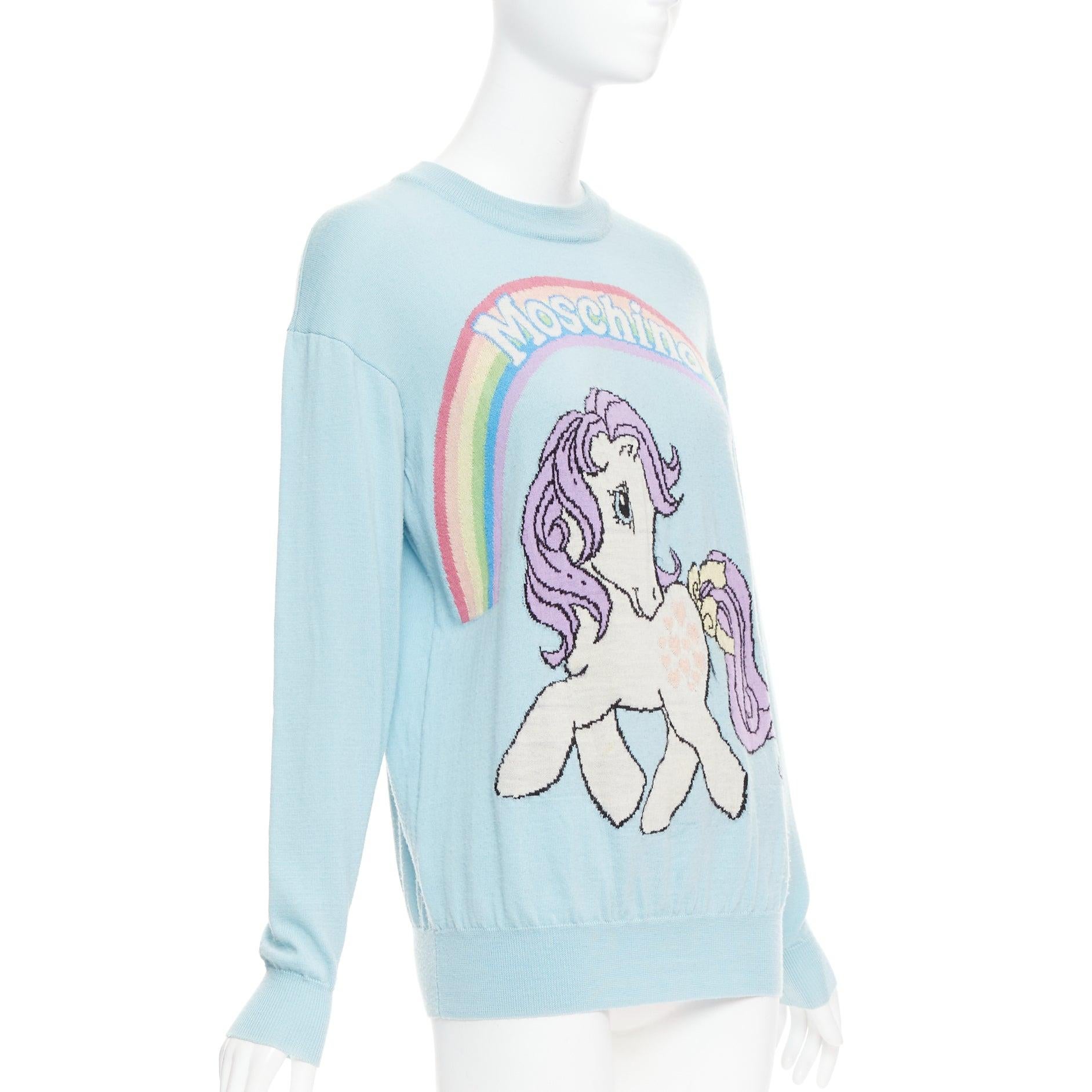 Bleu MOSCHINO Jeremy Scott Pull My Little Pony bleu logo arc-en-ciel S en vente