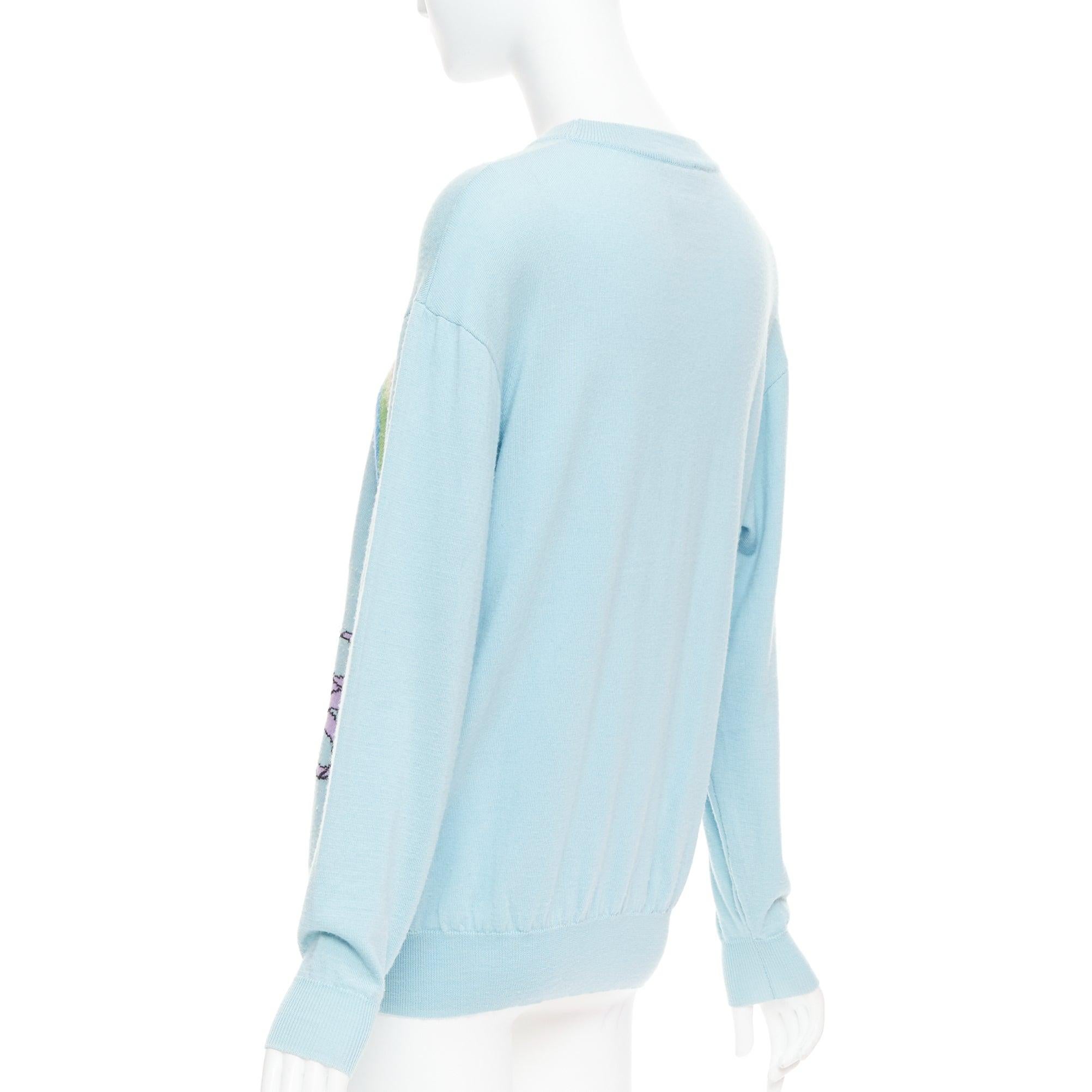 MOSCHINO Jeremy Scott Pull My Little Pony bleu logo arc-en-ciel S en vente 1