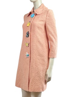 Moschino Jeremy Scott Spring 2022 Peach tweed animal coat