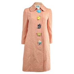 Moschino Jeremy Scott Spring 2022 Peach tweed animal coat