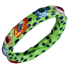 MOSCHINO Jewelled Foil Polka Dot Papier-Mâché Bangle Bracelet