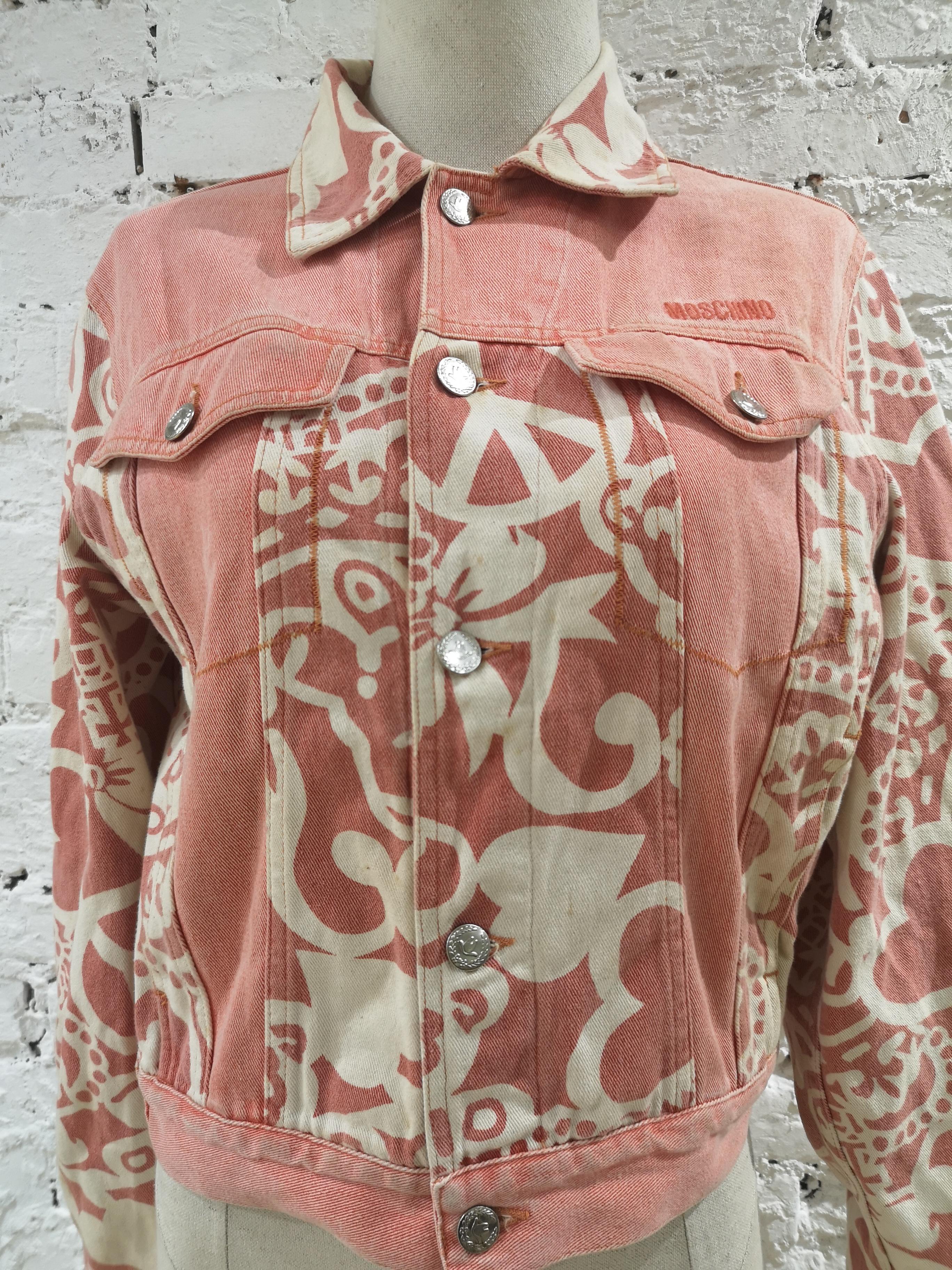 Moschino junior white pink cotton jacket In Good Condition In Capri, IT