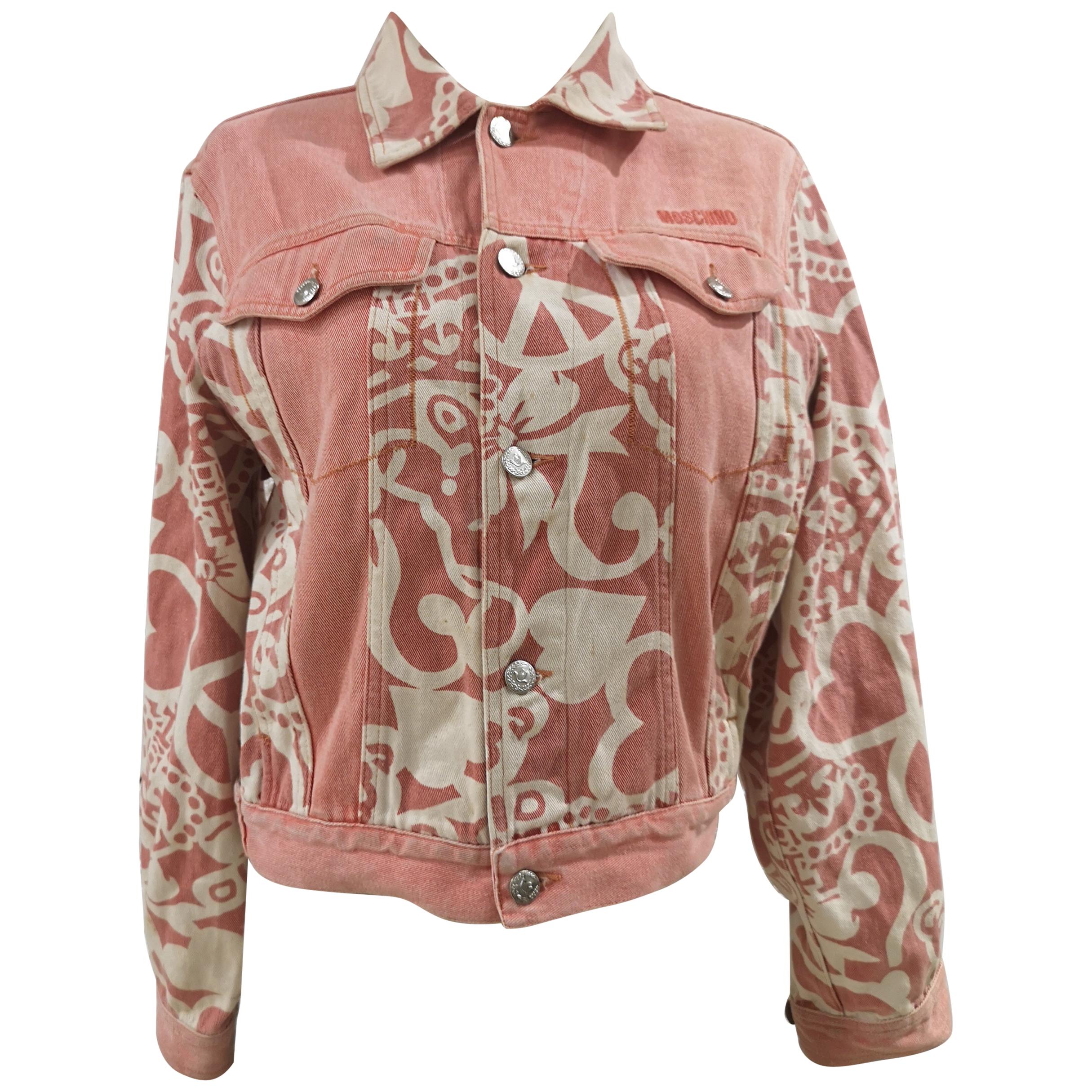 Moschino junior white pink cotton jacket