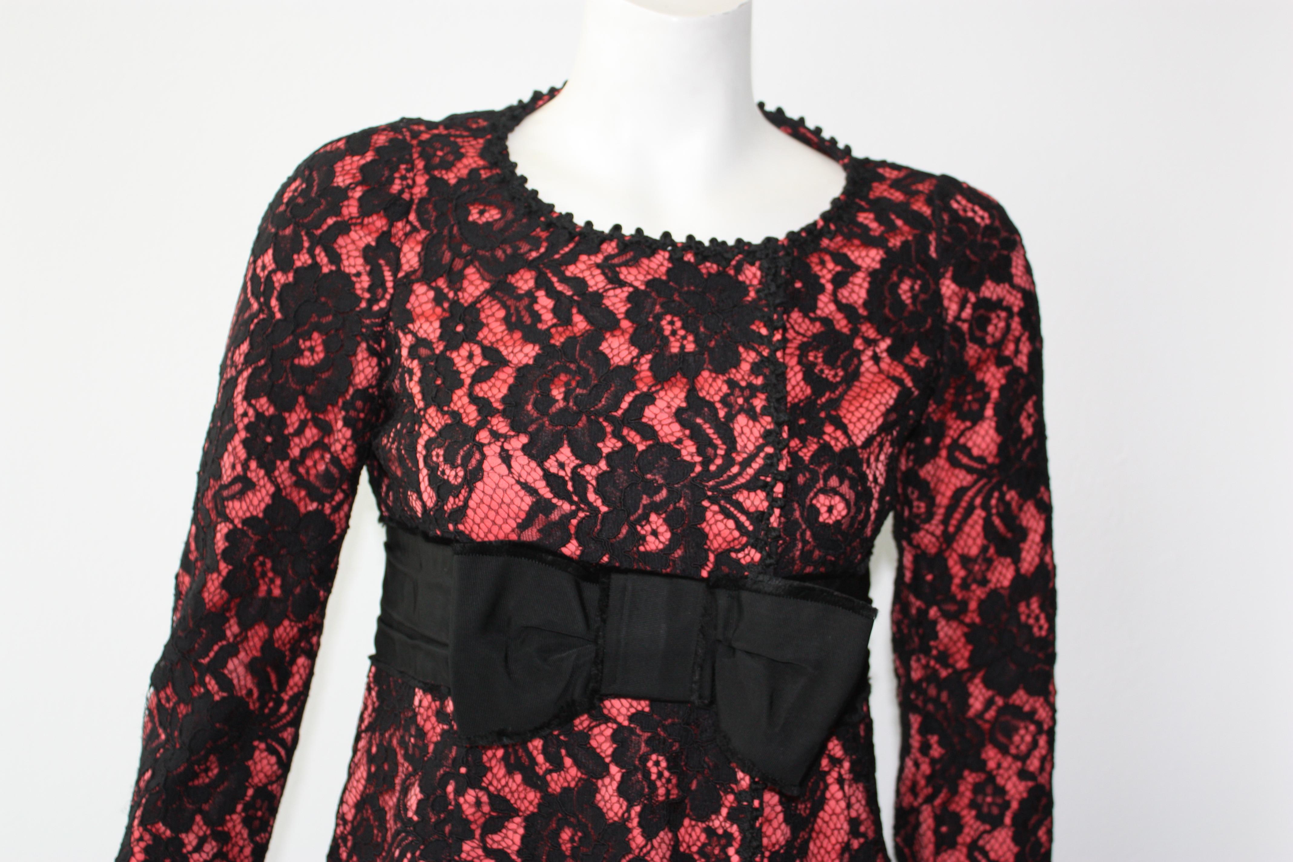 Women's Moschino Lace Black and Pink Waist Coat with Bow Size 6 