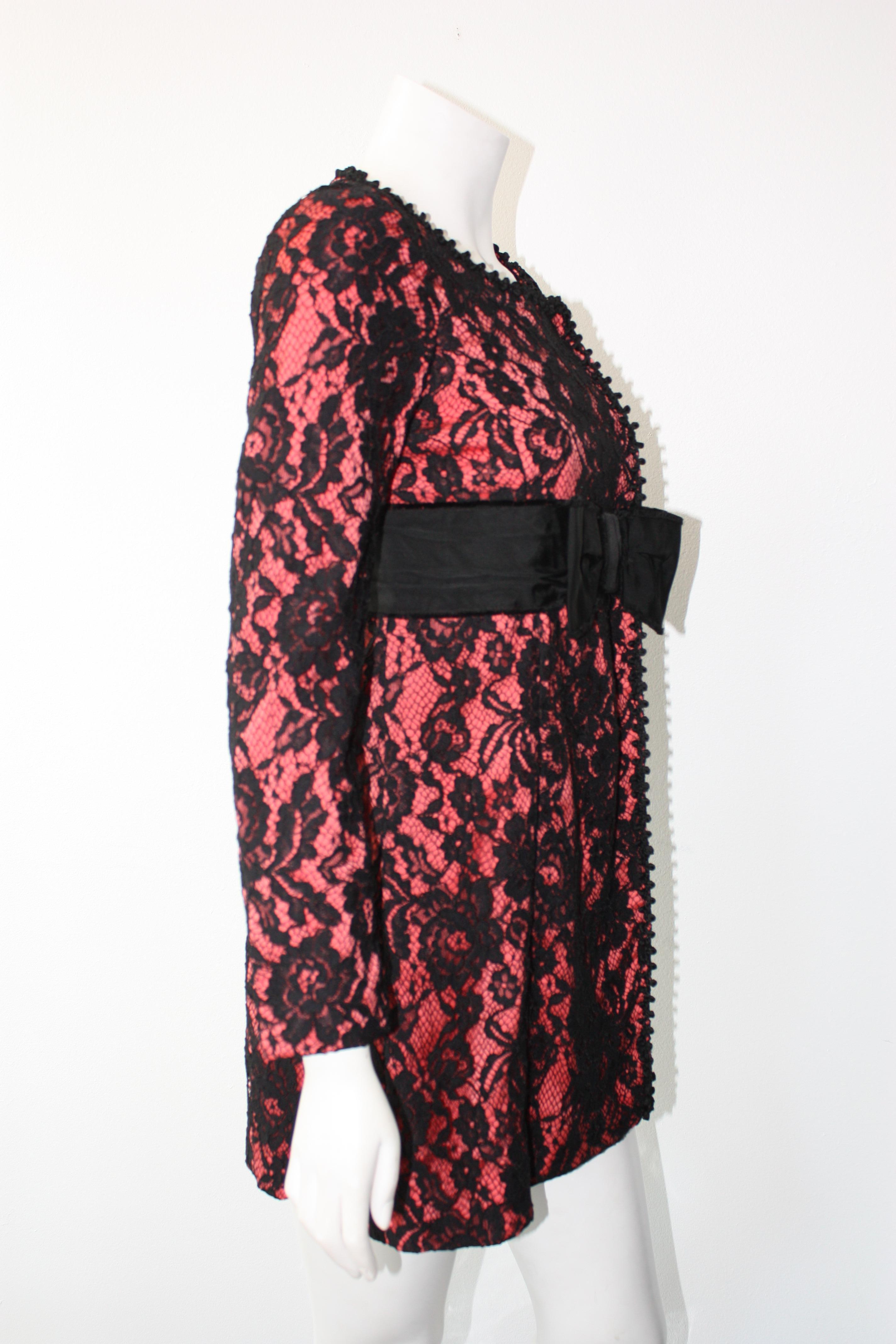 Moschino Lace Black and Pink Waist Coat with Bow Size 6  4