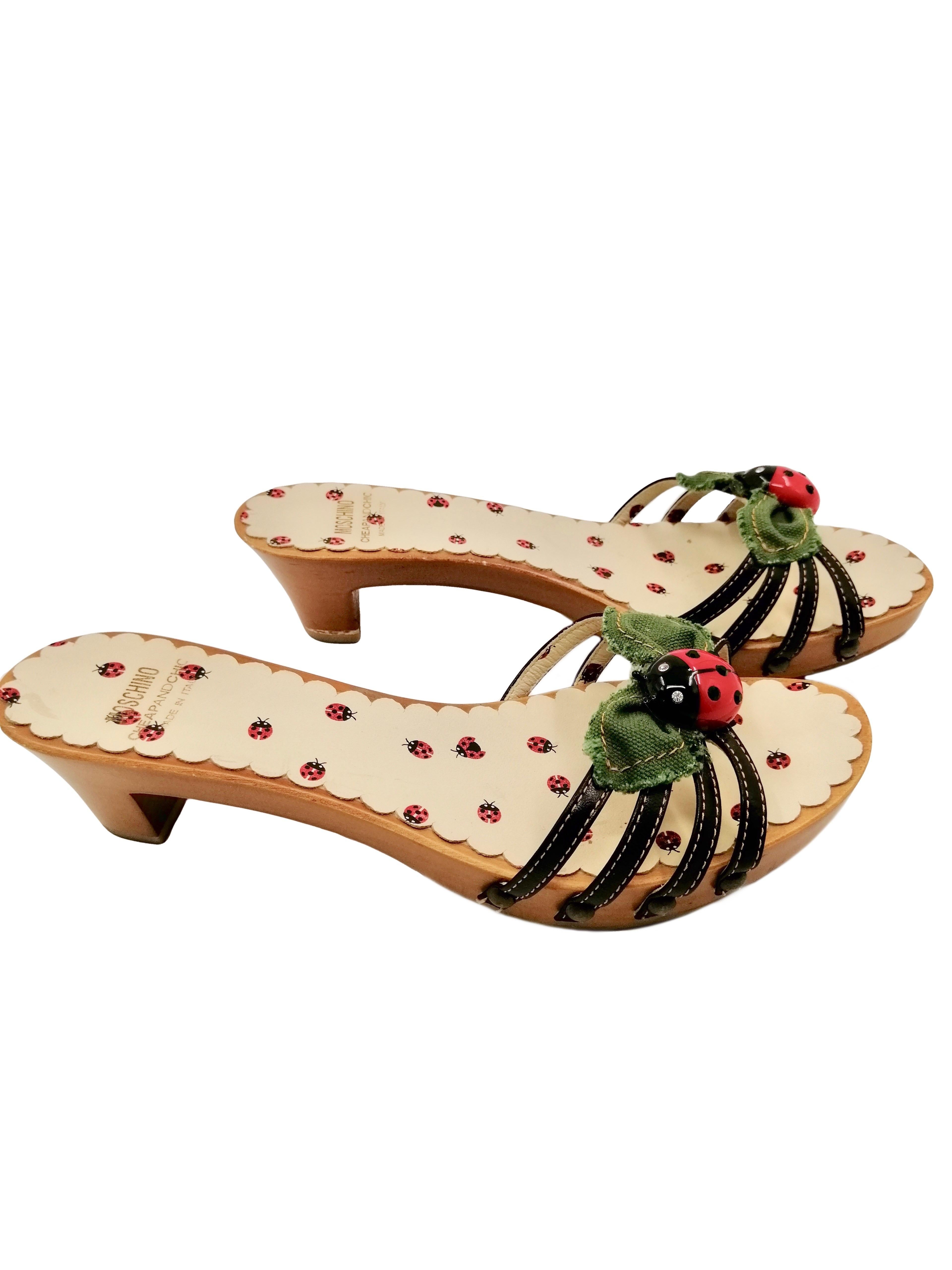 Beige MOSCHINO lady bugs clogs For Sale
