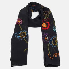 Moschino Larioseta Floral Embroidery Silk Scarf