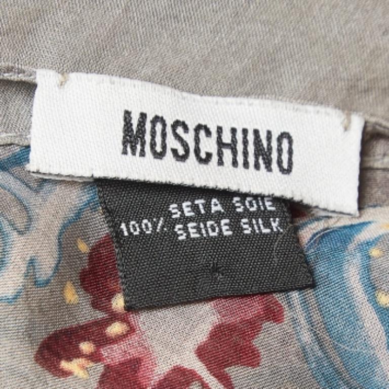 Gris Moschino Larioseta - Écharpe en soie à imprimé floral en vente