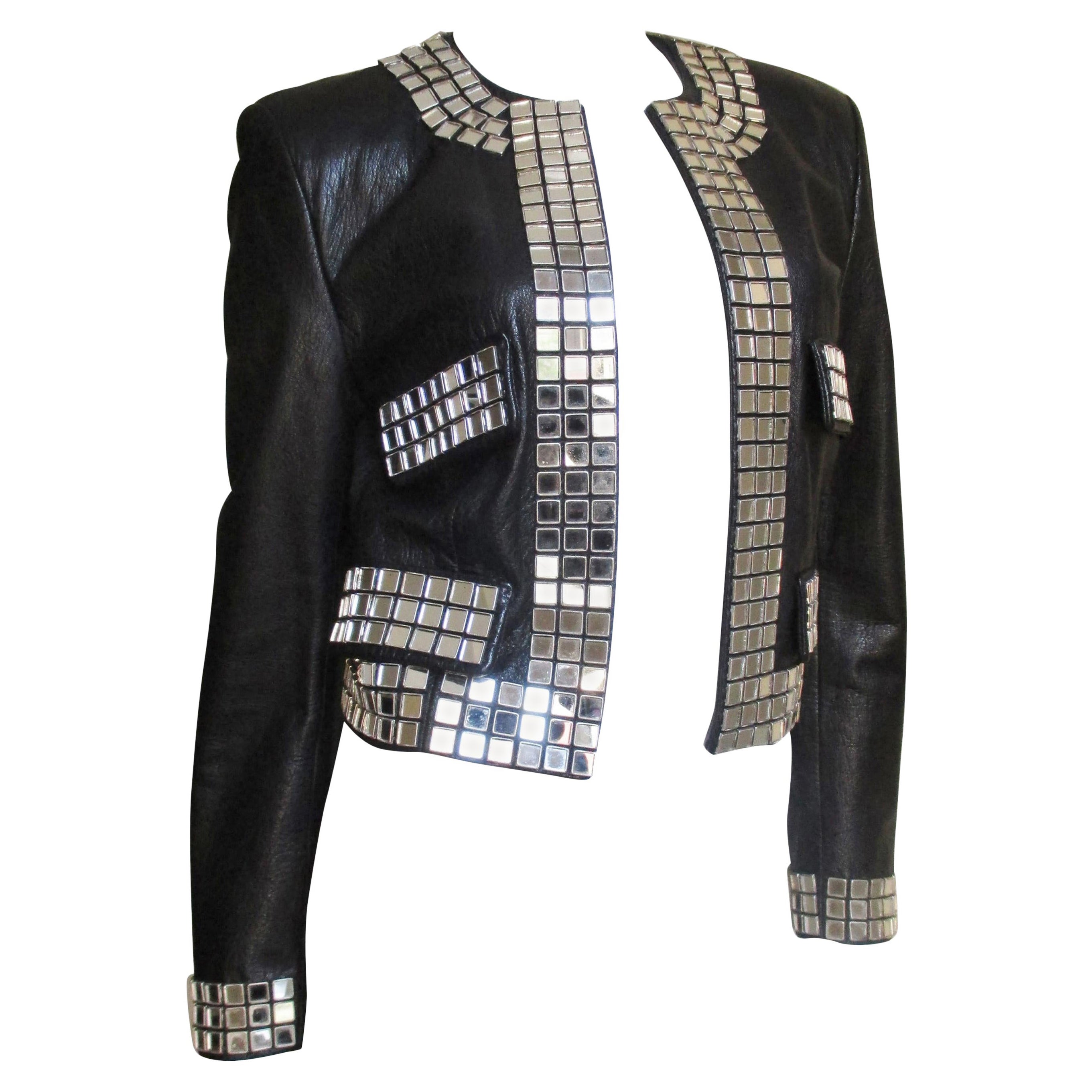 Giacca Moschino in pelle con finiture a specchio anni '90