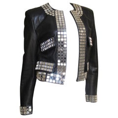Moschino Leather Jacket with Mirror Trim 