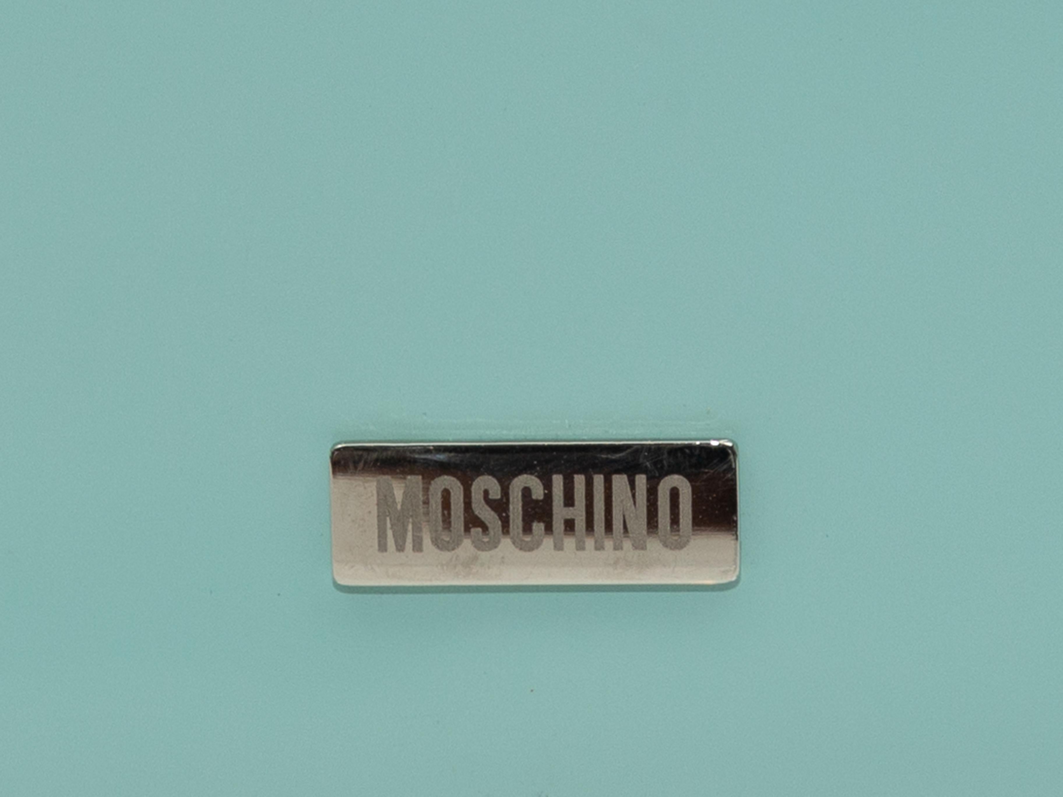 Women's Moschino Light Blue Patent Shoulder Bag