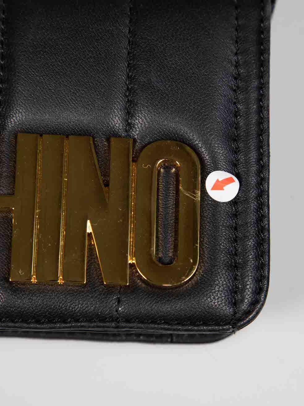Moschino Limited Edition Black Leather Skull Chain Shoulder Bag 2
