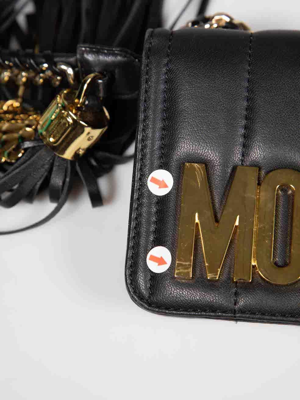 Moschino Limited Edition Black Leather Skull Chain Shoulder Bag 3