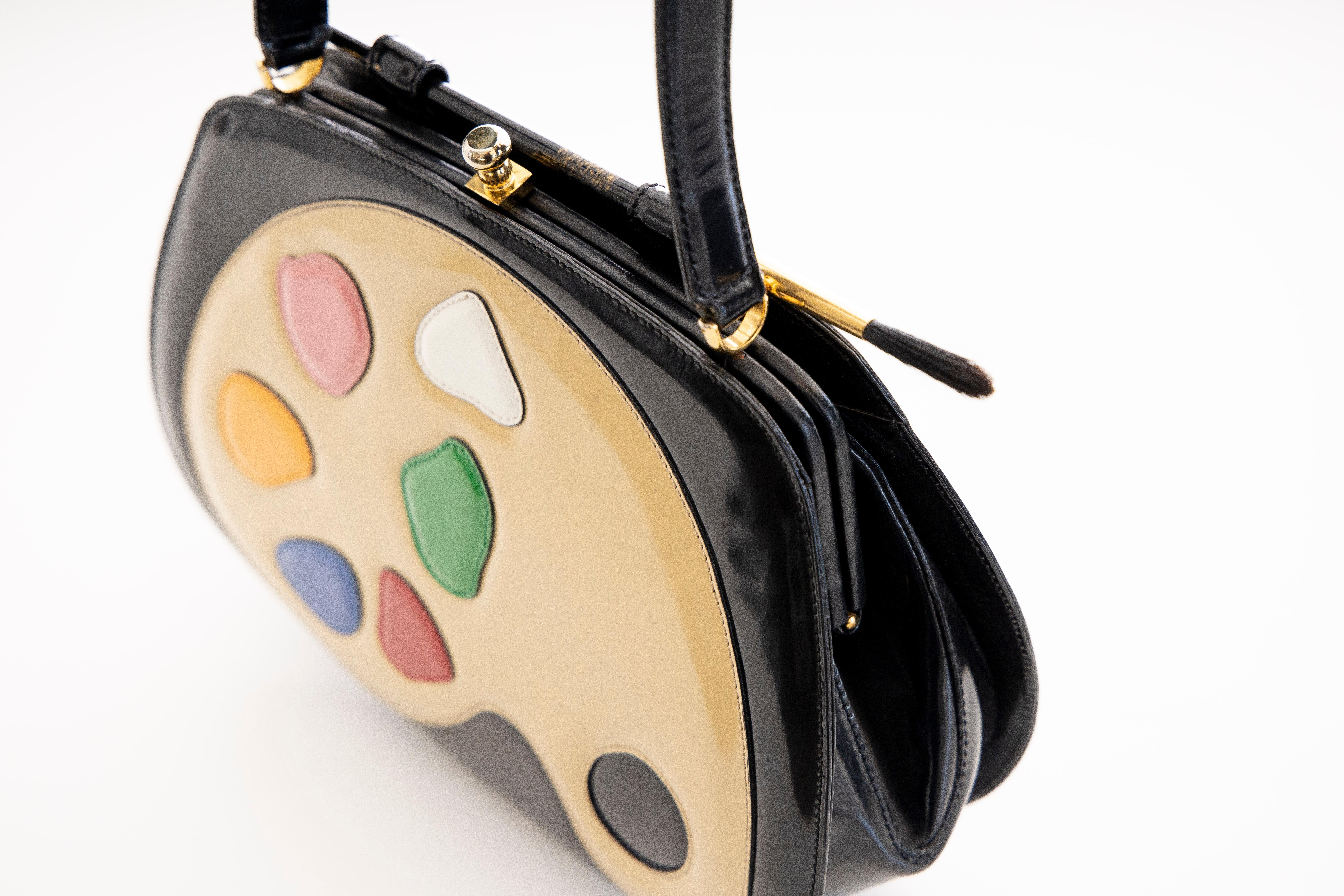 Moschino Limited Edition Black Patent Artist's Palette Handbag, Circa: 1990's 4