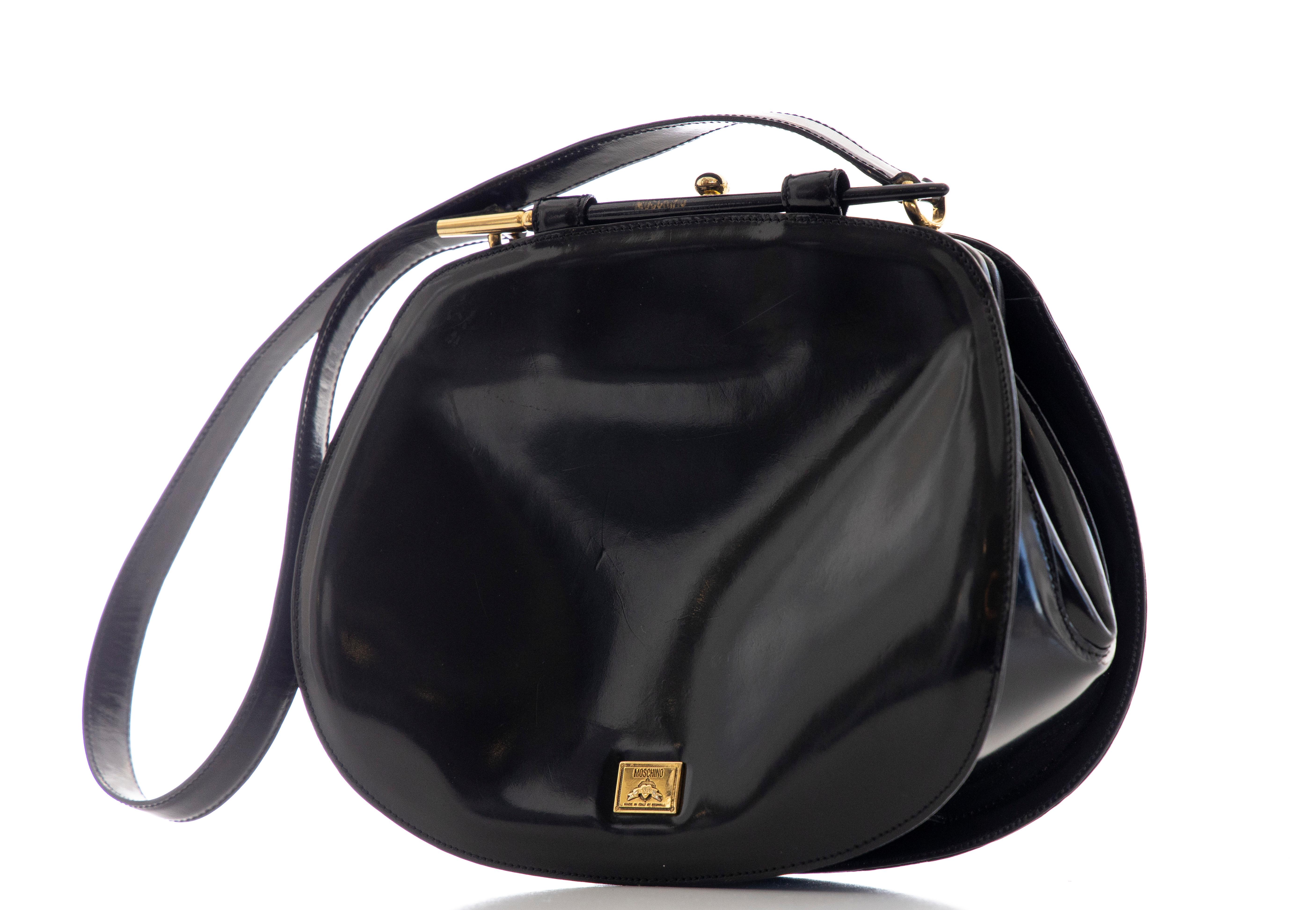 Beige Moschino Limited Edition Black Patent Artist's Palette Handbag, Circa: 1990's