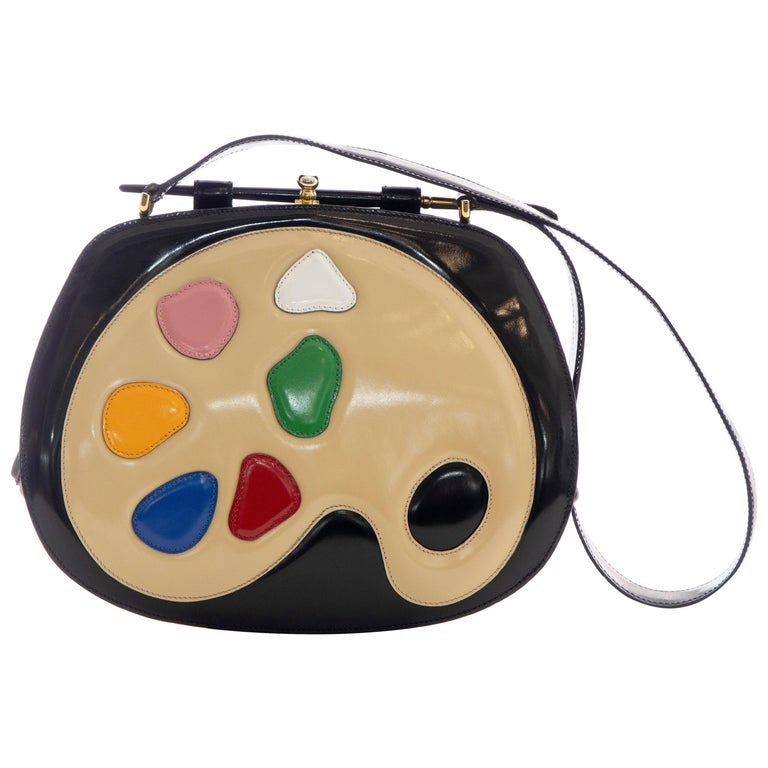 Moschino limited-edition black patent-leather artist's palette handbag, ca. 1990s, offered by Evolution