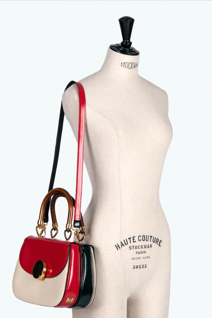 MOSCHINO Lipstick & Compact Color Block Top Handle Double Bag & Strap, c. 1991 1