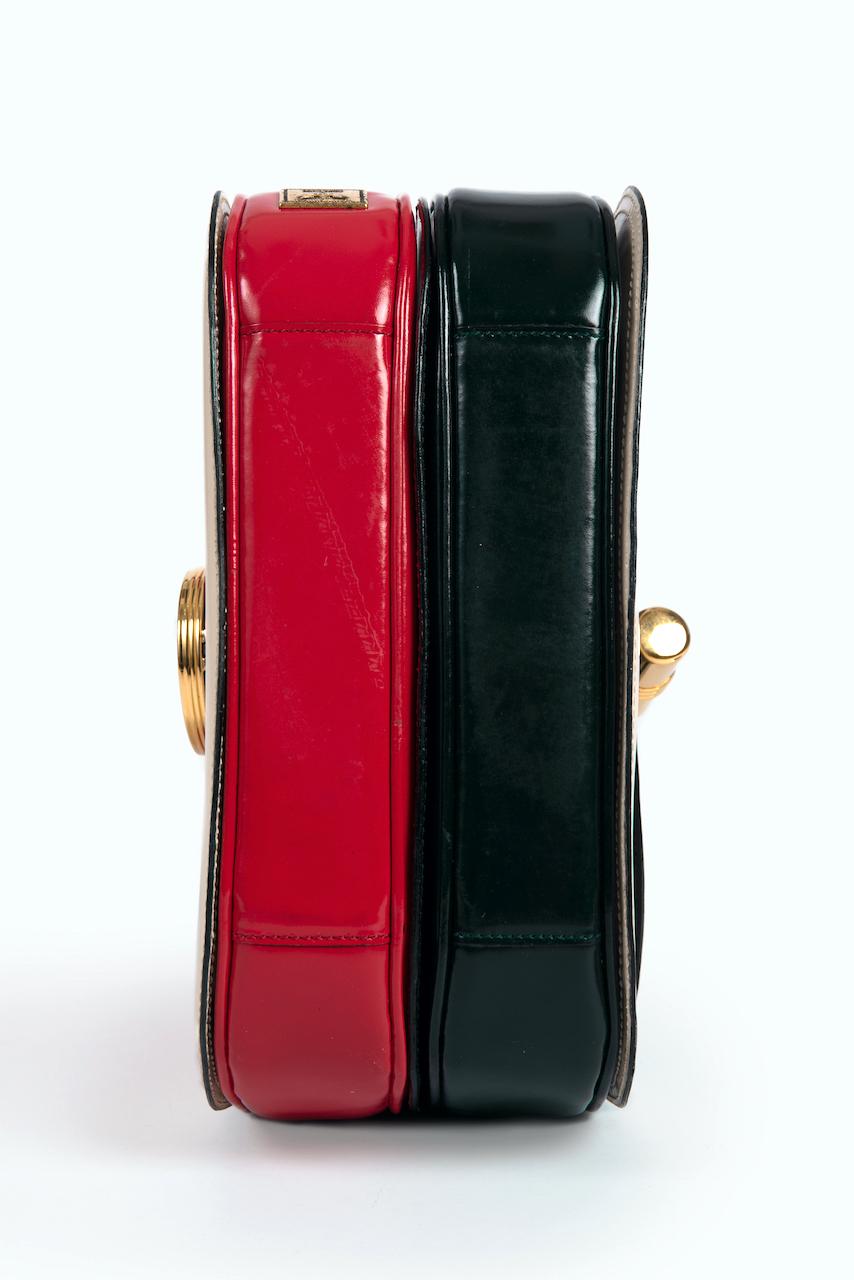 MOSCHINO Lipstick & Compact Color Block Top Handle Double Bag & Strap, c. 1991 3