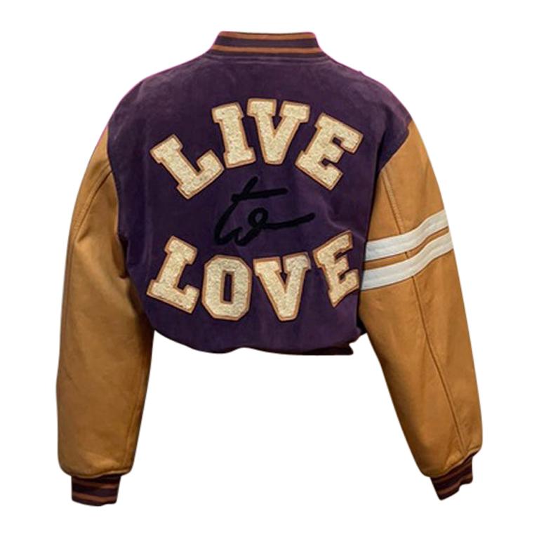 Moschino Live to Love Leather Suede Bomber Jacket