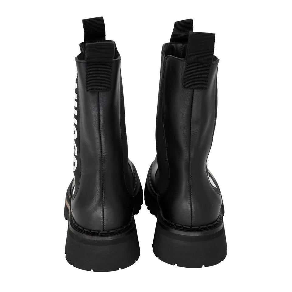 Moschino Logo 7 Leather Commando Short Boots MC-0819P-0002 For Sale 4