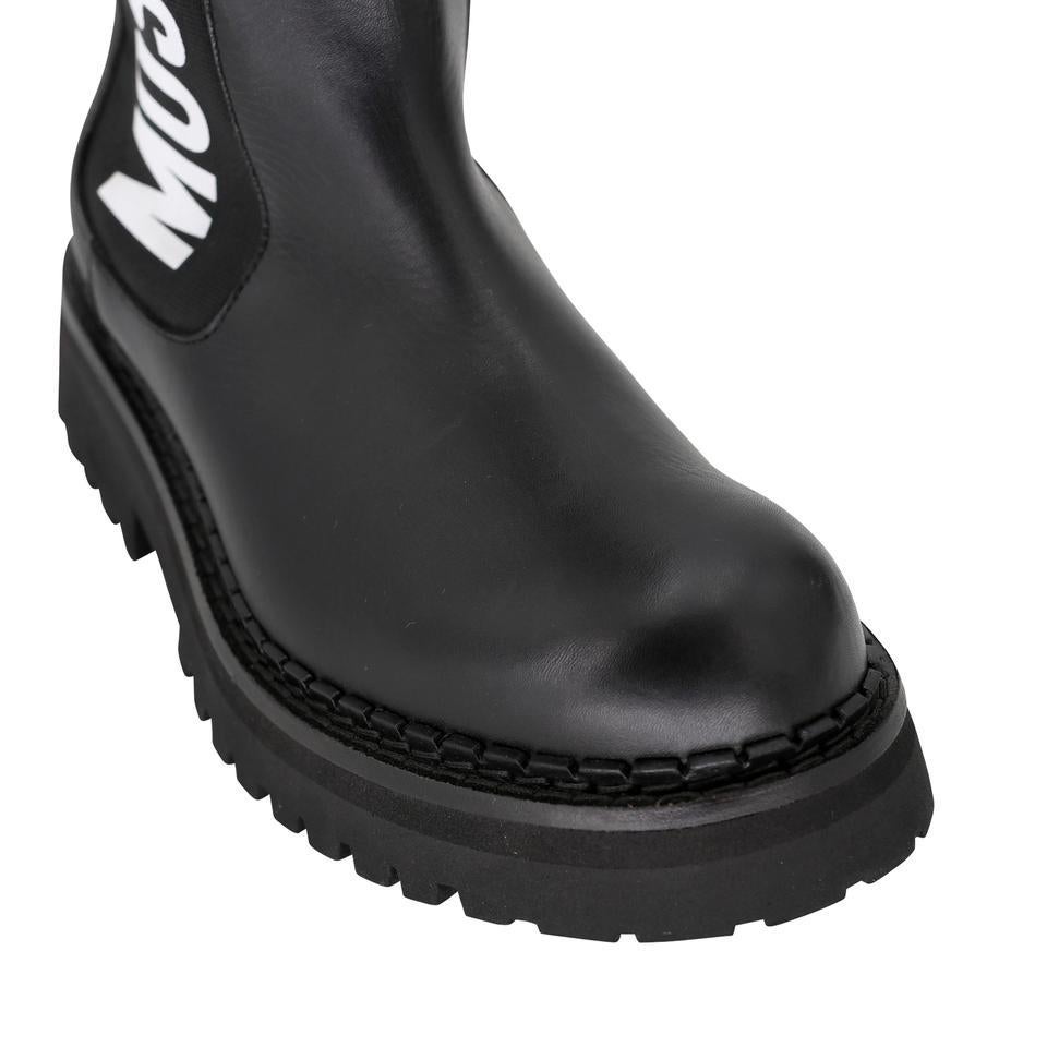 Moschino Logo 7 Leather Commando Short Boots MC-0819P-0002 For Sale 3