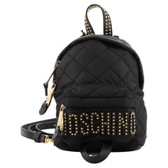 Moschino Logo Backpack Studded Quilted Nylon Mini