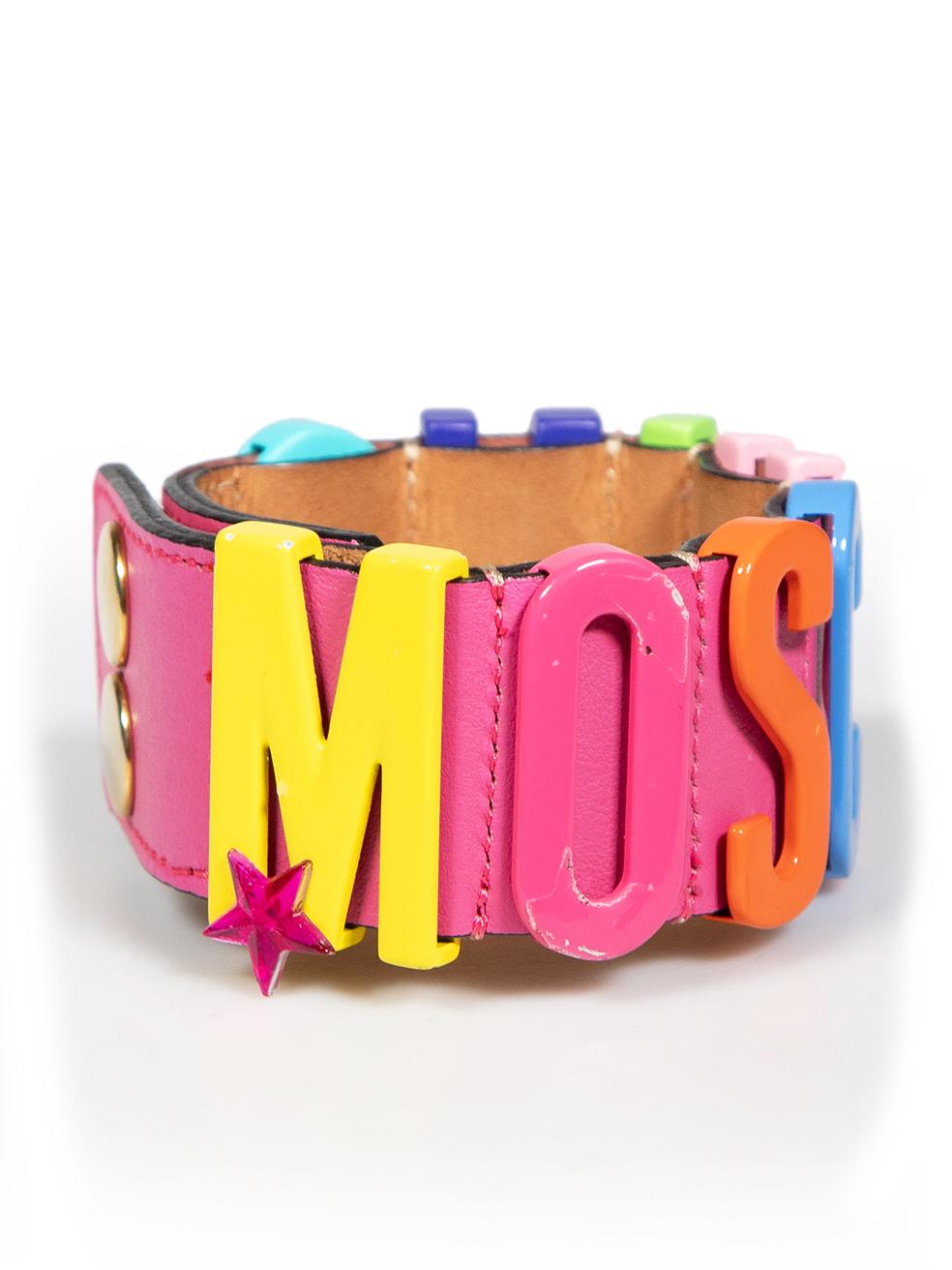 Moschino Logo Detail Leather Bracelet In Good Condition For Sale In London, GB