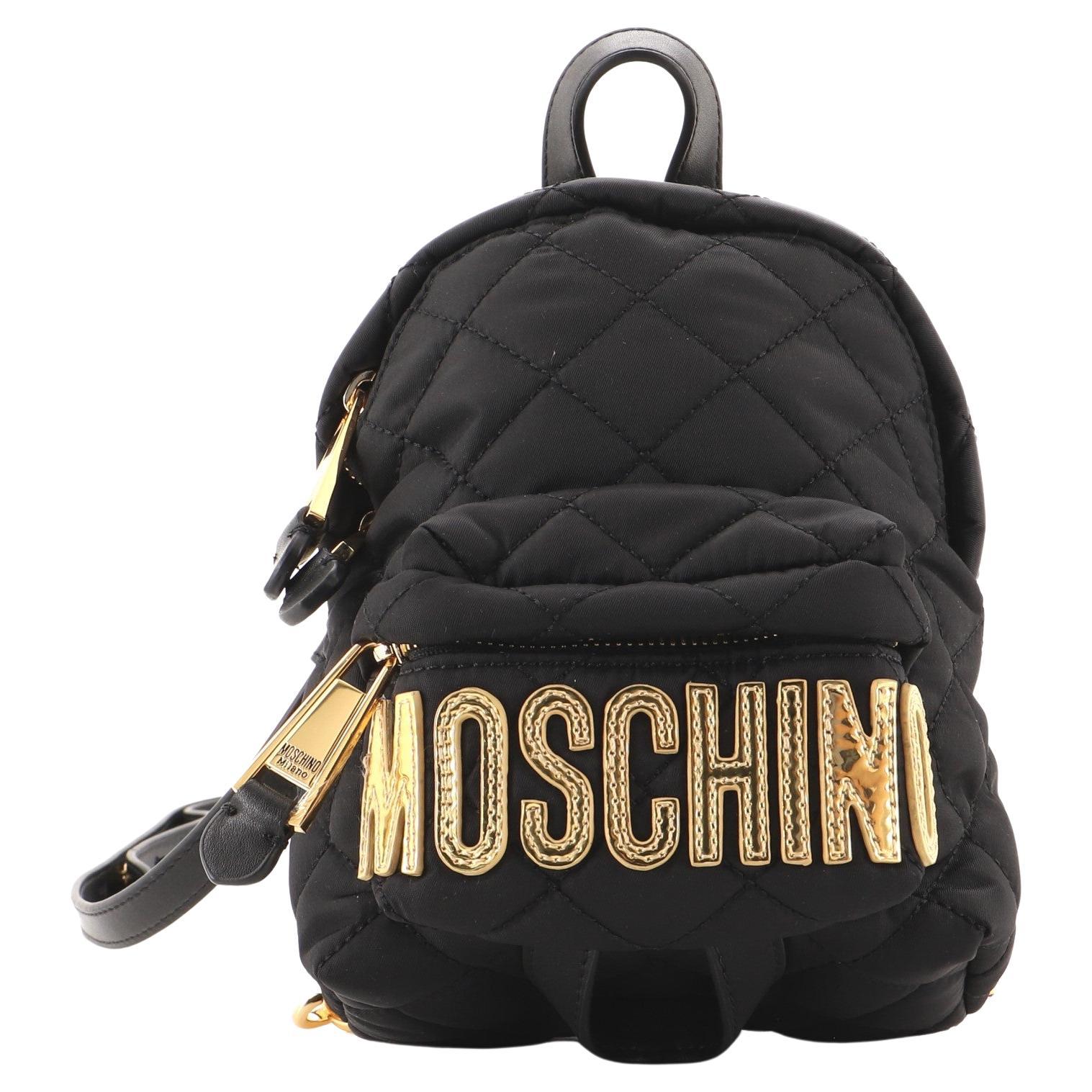 Moschino Logo Patch Backpack Quilted Nylon Mini