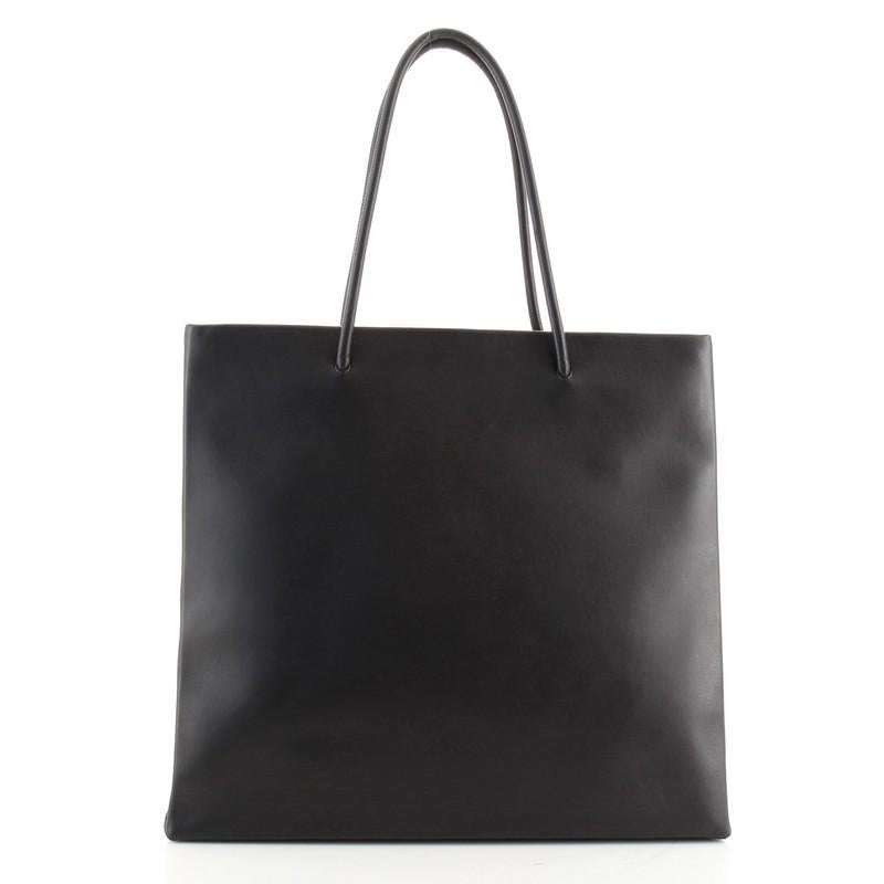 Black Moschino Logo Shopper Tote Studded Leather Medium