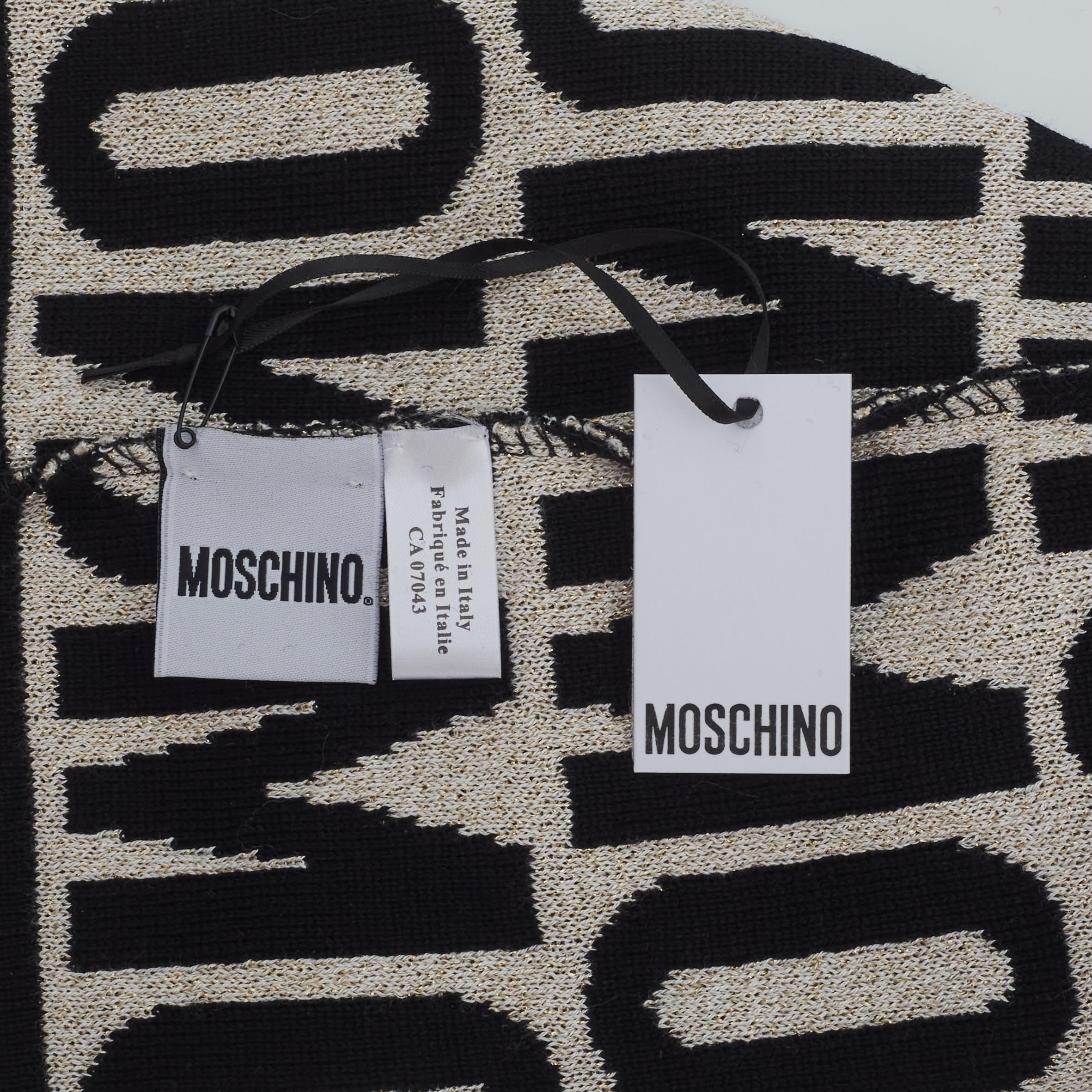 Women's Moschino Logo White And Black Beanie For Sale